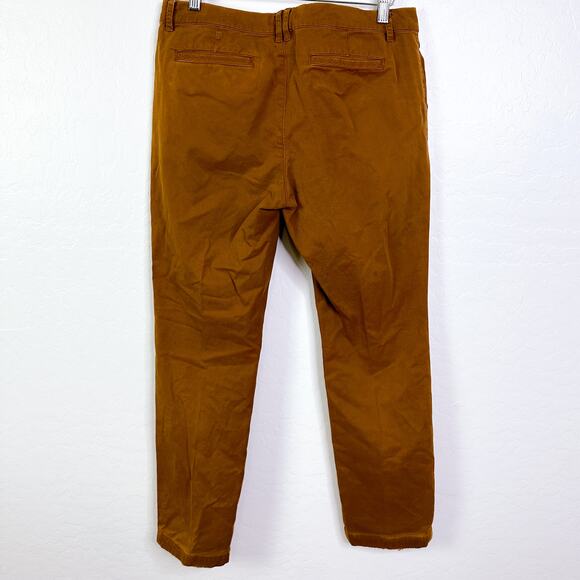 Garnet Hill Organic Cotton Chino Cropped Straight Leg Pants Camel Brown Size 6 - Picture 5 of 12